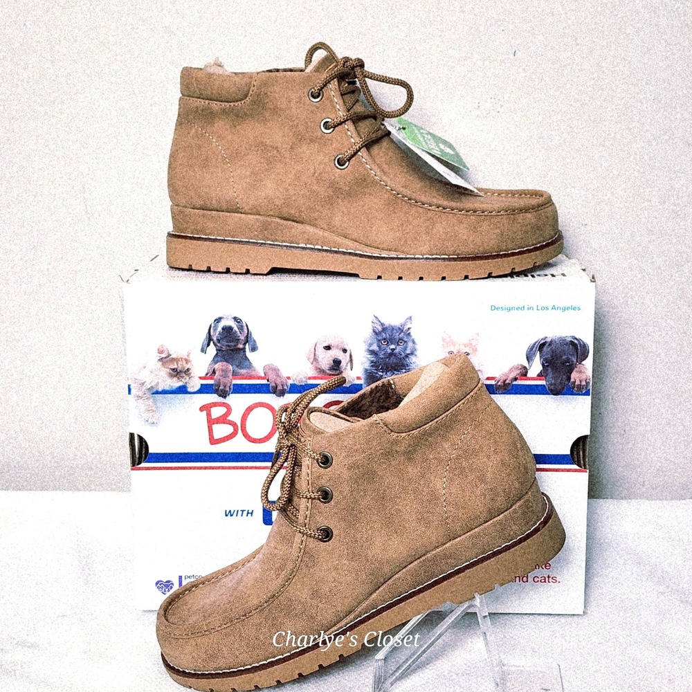 Skechers BOBS Chill Wedge Elevated Bliss 8.5 NEW Womens Chestnut Vegan Boots